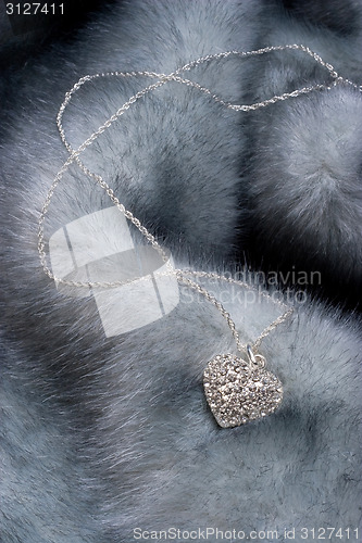 Image of Chain with heart on fur