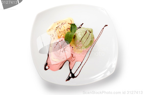 Image of Colored ice cream on a plate