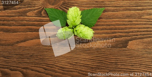 Image of Hop plant on a wooden table