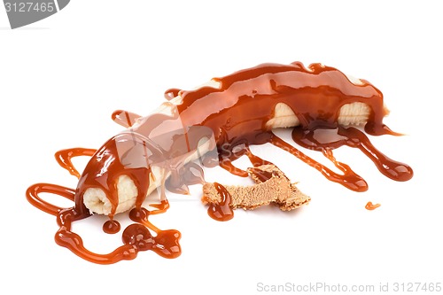 Image of Banana under the caramel topping