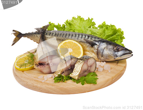 Image of A composition with mackerel fish