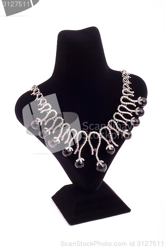 Image of Necklace with black pearls