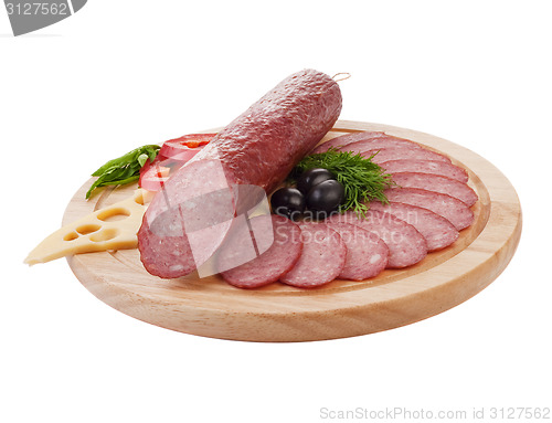 Image of Sliced sausage with vegetables