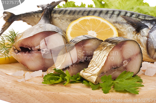 Image of A composition with mackerel fish