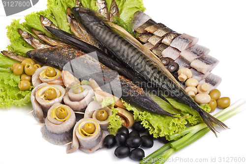 Image of A fish set with vegetables