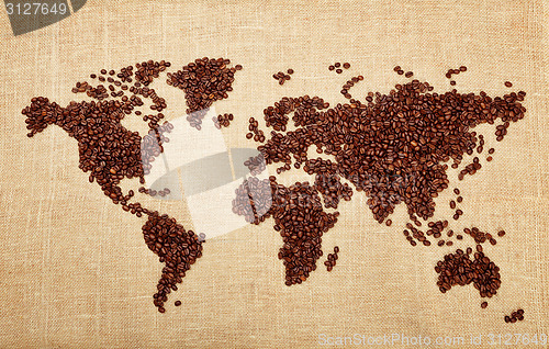 Image of Map made of coffee