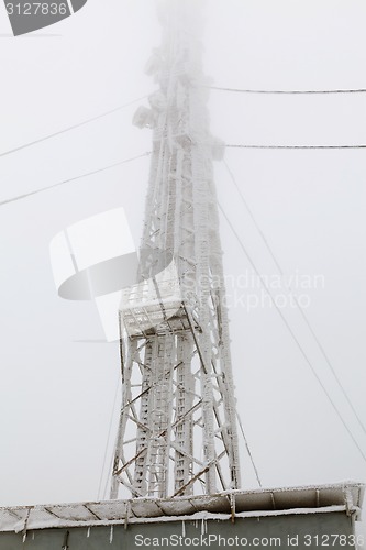 Image of Frozen radio transmitting tower