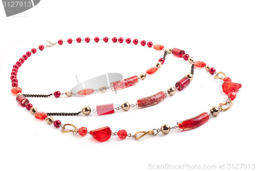 Image of Red gem necklace closeup