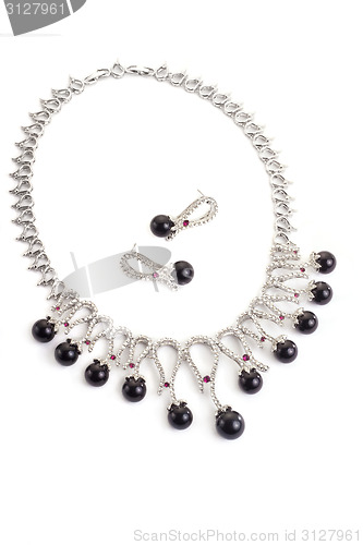 Image of Necklace with black pearls