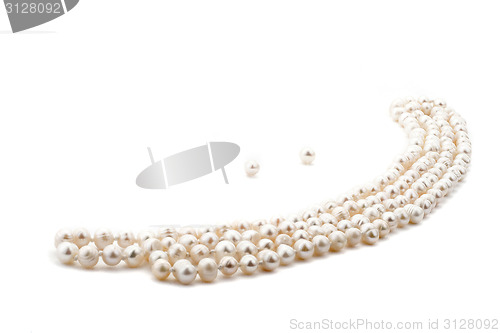 Image of Pearl necklace on white background