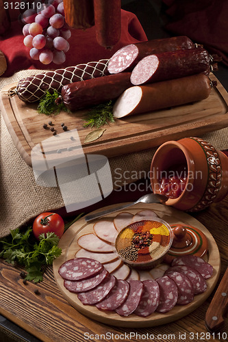 Image of A composition of different sorts of sausages