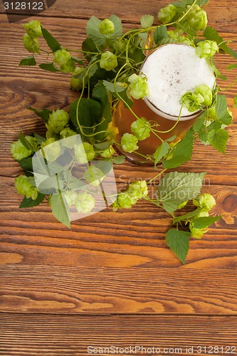 Image of Pint and hop plant