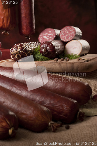 Image of A composition of different sorts of sausages