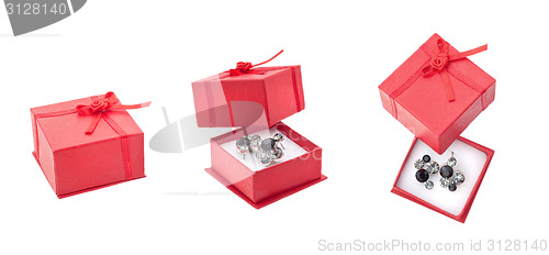 Image of Red present box and earrings