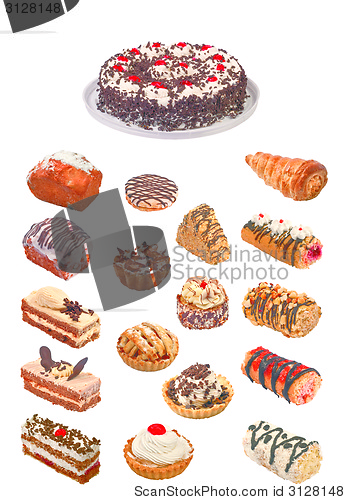Image of Collage of cakes. File includes detailed clipping path