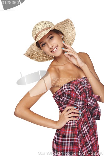 Image of Happy young woman portrait in country style