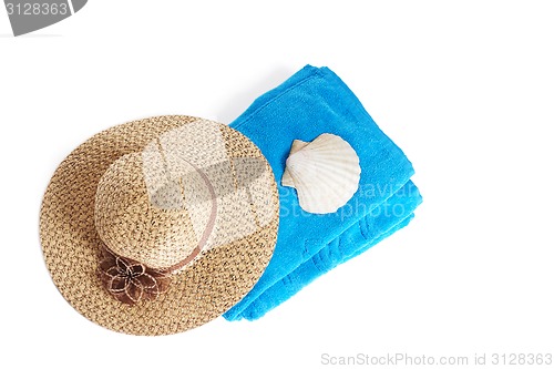 Image of Beach items isolated on white 