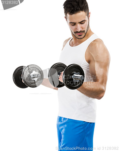 Image of Athletic man lifting weights