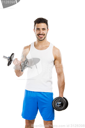 Image of Athletic man lifting weights