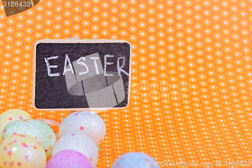 Image of Easter eggs with blackboard