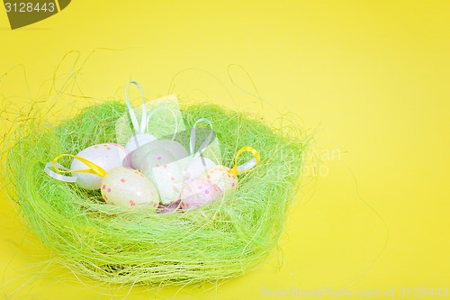 Image of Easter eggs in nest 