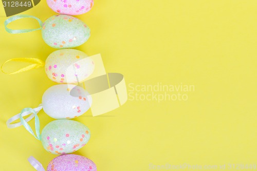Image of Easter eggs for border or frame closeup