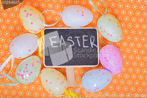 Image of Easter eggs with chalkboard 