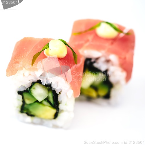 Image of traditional fresh japanese sushi rolls