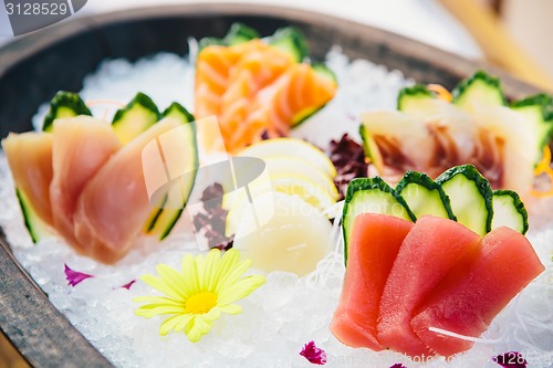 Image of various kind of fresh raw sashimi