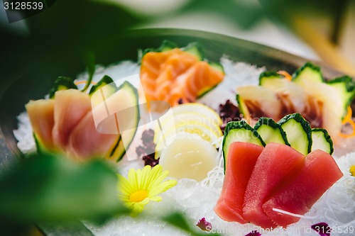 Image of various kind of fresh raw sashimi