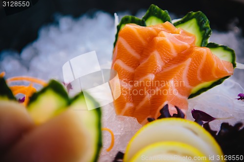 Image of various kind of fresh raw sashimi