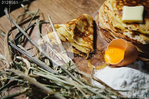 Image of Russian traditional pancakes - blini