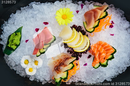 Image of various kind of fresh raw sashimi