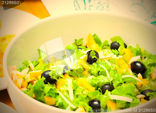 Image of Assorted green leaf lettuce with squid