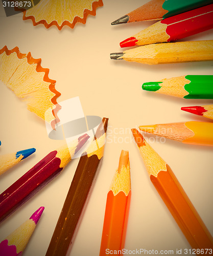 Image of set of vintage colored pencils with chips