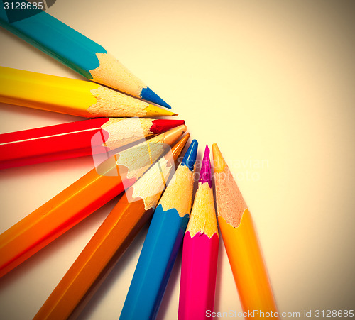 Image of colored pencils on white