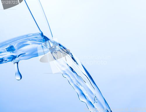 Image of Cool Water Pouring from a Transparent Glass Cup
