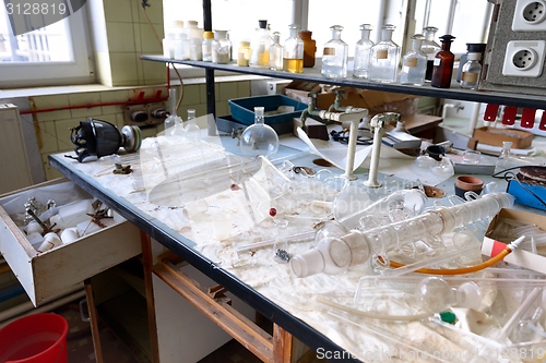 Image of Laboratory with a lot of bottles