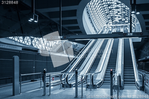 Image of Moving escalator in the business center