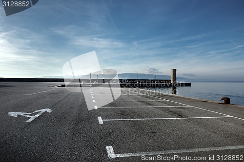 Image of Empty parking lot at the sea