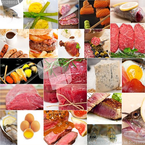 Image of high protein food collection collage