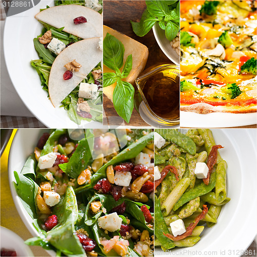 Image of healthy and tasty Italian food collage