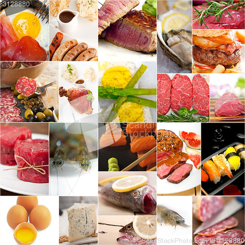 Image of high protein food collection collage