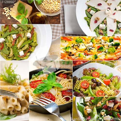 Image of healthy and tasty Italian food collage