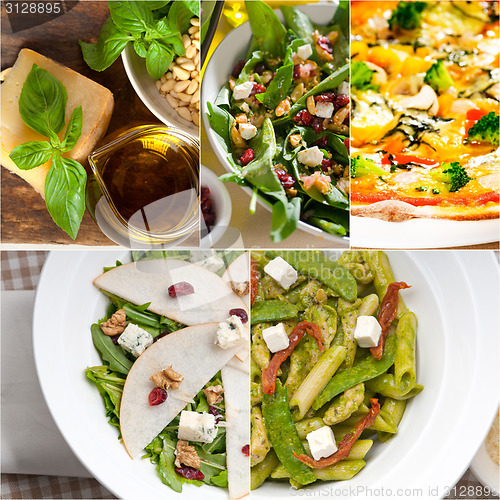 Image of healthy and tasty Italian food collage