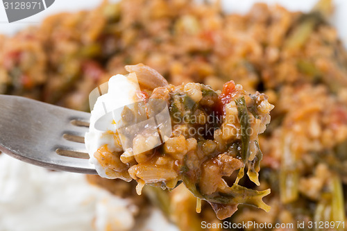 Image of Eating mince and spinach