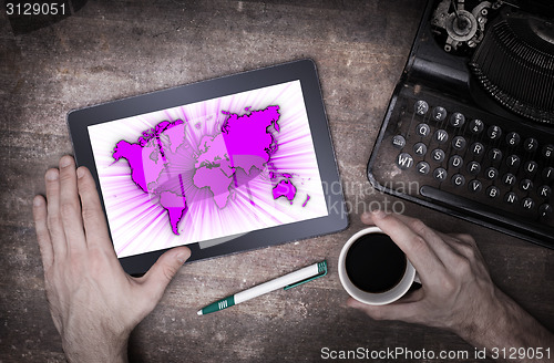 Image of World map on a tablet