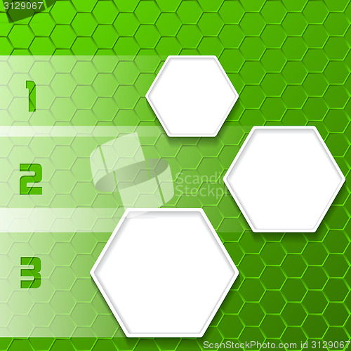 Image of Cool green infographic design with hexagons