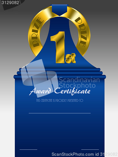 Image of First place gold prize award certificate