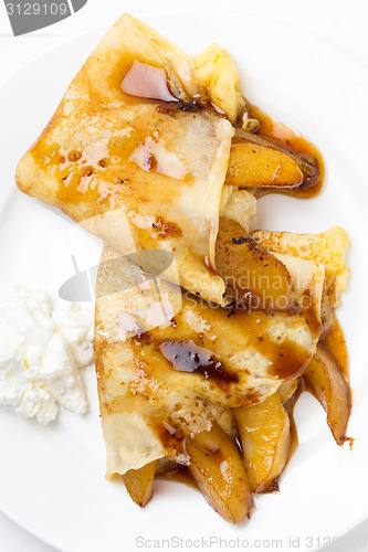 Image of Pancakes and pears vertical